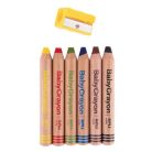 APLI Színes ceruza készlet, vastag, hegyezővel, 3 az 1-ben, APLI Kids "Baby Crayon", 6 különböző szín