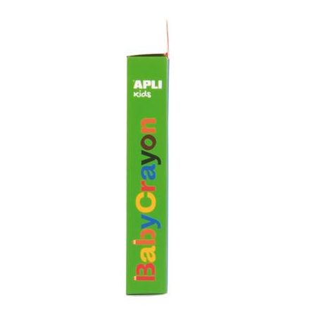 APLI Színes ceruza készlet, vastag, hegyezővel, 3 az 1-ben, APLI Kids "Baby Crayon", 6 különböző szín