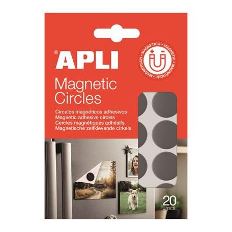 APLI Ragasztókörök, mágneses, 20 db/csomag, kétoldalas, APLI