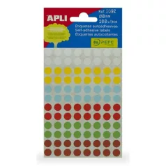   APLI Etikett, 8 mm, kör, kézzel írható, színes, APLI, vegyes színek, 288 etikett/csomag