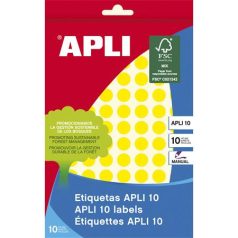   APLI Etikett, 10 mm kör, kézzel írható, színes, APLI, sárga, 1008 etikett/csomag