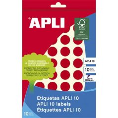   APLI Etikett, 16 mm kör, kézzel írható, színes, APLI, piros, 432 etikett/csomag