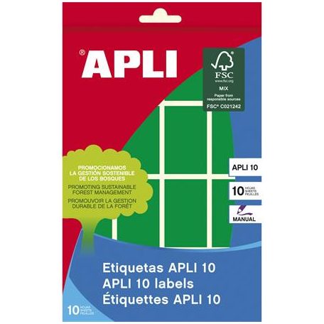 APLI Etikett, 25x40 mm, kézzel írható, színes, kerekített sarkú, APLI, zöld, 128 etikett/csomag