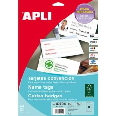 APLI Névjegykártya, 90x55 mm, 200 g, mikroperforált, APLI