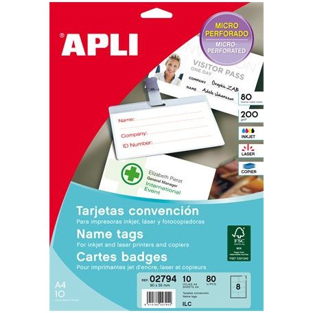 APLI Névjegykártya, 90x55 mm, 200 g, mikroperforált, APLI