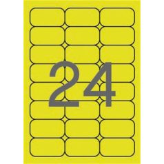   APLI Etikett, 64x33,9 mm, színes, kerekített sarkú, APLI, neon sárga, 480 etikett/csomag