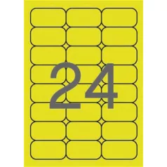  APLI Etikett, 64x33,9 mm, színes, kerekített sarkú, APLI, neon sárga, 480 etikett/csomag