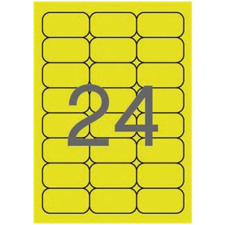 APLI Etikett, 64x33,9 mm, színes, kerekített sarkú, APLI, neon sárga, 480 etikett/csomag