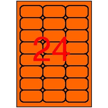 APLI Etikett, 64x33,9 mm, színes, kerekített sarkú, APLI, neon narancs, 480 etikett/csomag