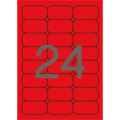   APLI Etikett, 64x33,9 mm, színes, kerekített sarkú, APLI, neon piros, 480 etikett/csomag