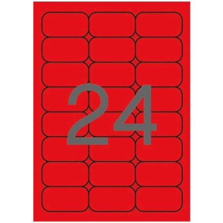 APLI Etikett, 64x33,9 mm, színes, kerekített sarkú, APLI, neon piros, 480 etikett/csomag