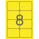 APLI Etikett, 99,1x67,7 mm, színes, kerekített sarkú, APLI, neon sárga, 160 etikett/csomag