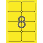 APLI Etikett, 99,1x67,7 mm, színes, kerekített sarkú, APLI, neon sárga, 160 etikett/csomag