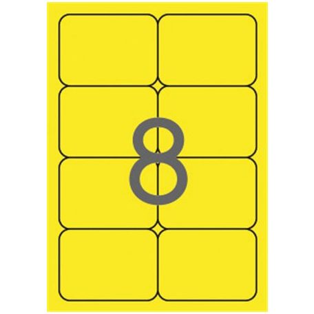 APLI Etikett, 99,1x67,7 mm, színes, kerekített sarkú, APLI, neon sárga, 160 etikett/csomag