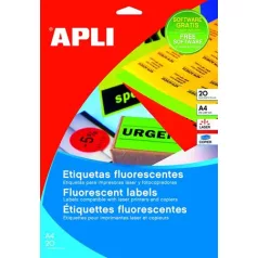   APLI Etikett, 99,1x67,7 mm, színes, kerekített sarkú, APLI, neon narancs, 160 etikett/csomag