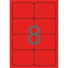  APLI Etikett, 99,1x67,7 mm, színes, kerekített sarkú, APLI, neon piros, 160 etikett/csomag