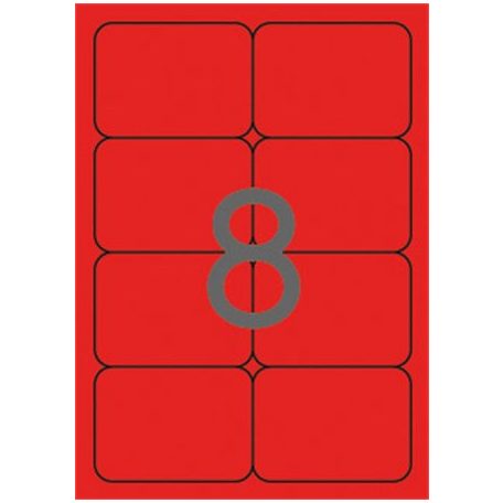 APLI Etikett, 99,1x67,7 mm, színes, kerekített sarkú, APLI, neon piros, 160 etikett/csomag