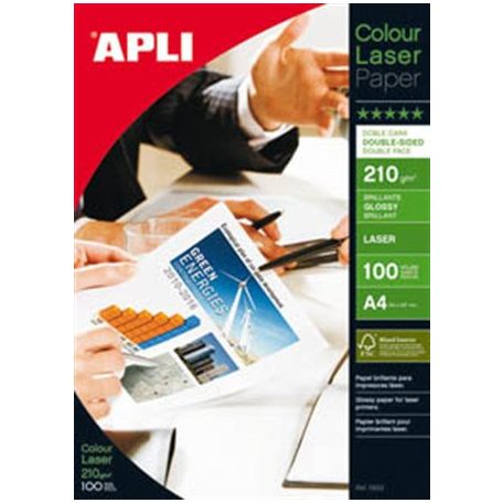 APLI Fotópapír, lézer, A4, 210 g, fényes, kétoldalas, APLI "Premium Laser"