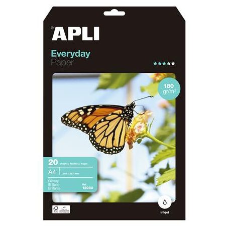 APLI Fotópapír, tintasugaras, A4, 180 g, fényes, APLI "Everyday"