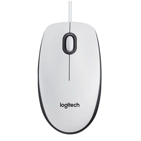 LOGITECH Egér, vezetékes, optikai, normál méret, USB, LOGITECH "M100", fehér