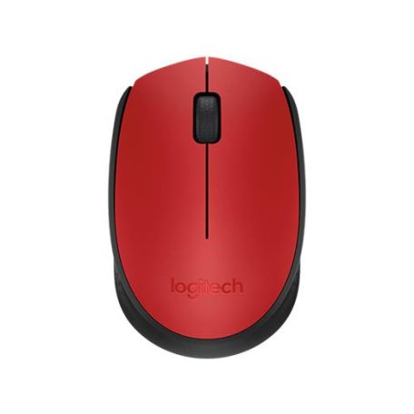 LOGITECH Egér, vezeték nélküli, optikai, közepes méret, USB, LOGITECH "M171", piros