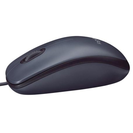 LOGITECH Egér, vezetékes, optikai, normál méret, USB, LOGITECH "M90", sötétszürke