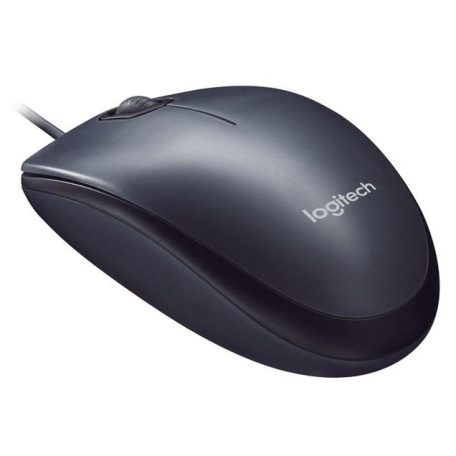 LOGITECH Egér, vezetékes, optikai, normál méret, USB, LOGITECH "M90", sötétszürke