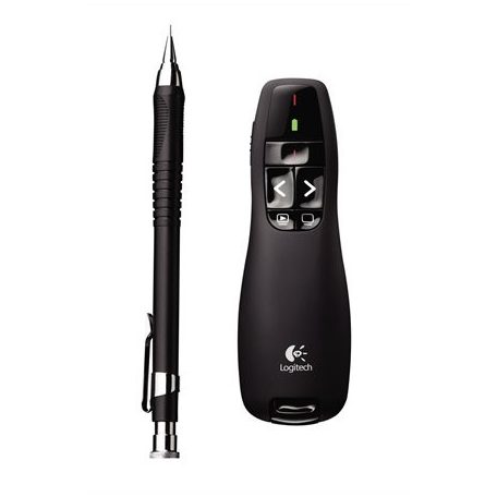LOGITECH Prezentációs távirányító, lézermutatóval, vezeték nélküli, LOGITECH "R400"