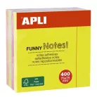 APLI Öntapadó jegyzettömb, 75x75 mm, 400 lap, APLI "Funny", neon