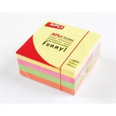   APLI Öntapadó jegyzettömb, 75x75 mm, 400 lap, APLI "Funny", neon