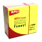 APLI Öntapadó jegyzettömb, 51x51 mm, 250 lap, APLI "Funny", neon