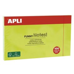   APLI Öntapadó jegyzettömb, 125x75 mm, 100 lap, APLI "Funny", zöld