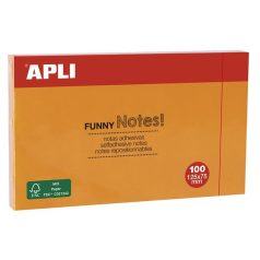   APLI Öntapadó jegyzettömb, 125x75 mm, 100 lap, APLI "Funny", narancssárga