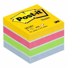   3M POSTIT Öntapadó jegyzettömb, 51x51 mm, 400 lap, bliszteres, 3M POSTIT, ultra színek