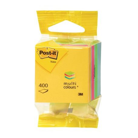 3M POSTIT Öntapadó jegyzettömb, 51x51 mm, 400 lap, bliszteres, 3M POSTIT, ultra színek