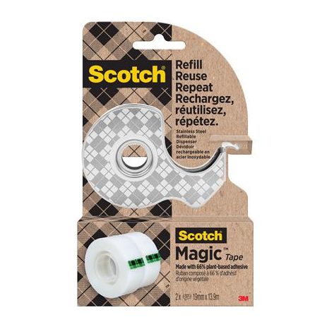 3M SCOTCH Ragasztószalag fém adagolón, 2 szalaggal, 19 mm x 13,9 m, 3M SCOTCH "Magic™", átlátszó