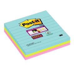   3M POSTIT Öntapadó jegyzettömb, vonalas, 3x70 lap, 101x101 mm, 3M POSTIT "Super Sticky Cosmic", vegyes színek