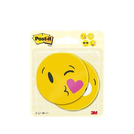 3M POSTIT Öntapadó jegyzettömb, 2x30 lap, 70x70 mm, 3M POSTIT "Emoji", vegyes figurák