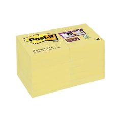   3M POSTIT Öntapadó jegyzettömb csomag, 48x48 mm, 12x90 lap, 3M POSTIT "Super Sticky", sárga