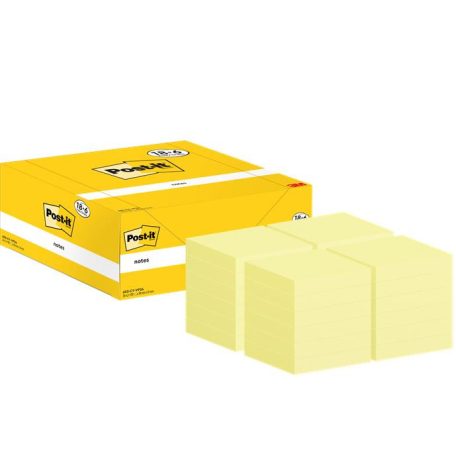 3M POSTIT Öntapadó jegyzettömb, 38x51 mm, 18+6x100 lap, 3M POSTIT, kanári sárga