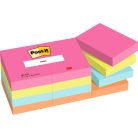 3M POSTIT Öntapadó jegyzettömb, 38x51 mm, 12x100 lap, 3M POSTIT "Poptimistic", vegyes színek