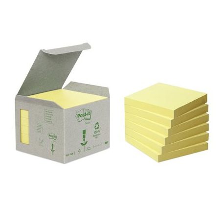 3M POSTIT Öntapadó jegyzettömb, 76x76 mm, 6x100 lap, 3M POSTIT, sárga
