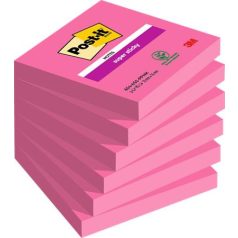   3M POSTIT Öntapadó jegyzettömb, 76x76 mm, 6x90 lap, 3M POSTIT "Super Sticky", pink