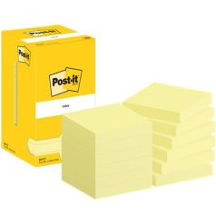   3M POSTIT Öntapadó jegyzettömb, 76x76 mm, 12x100 lap, 3M POSTIT, kanári sárga