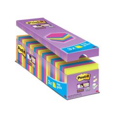  3M POSTIT Öntapadó jegyzettömb csomag, 76x76 mm, 24x90 lap, 3M POSTIT "Super Sticky", vegyes