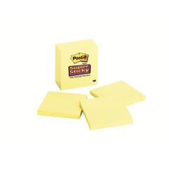   3M POSTIT Öntapadó jegyzettömb, 76x76 mm, 90 lap, 3M POSTIT "Super Sticky", kanári sárga