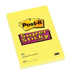   3M POSTIT Öntapadó jegyzettömb, 102x152 mm, 90 lap, vonalas, 3M POSTIT "Super Sticky", sárga