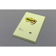   3M POSTIT Öntapadó jegyzettömb, 102x152 mm, 100 lap, kockás, 3M POSTIT, sárga
