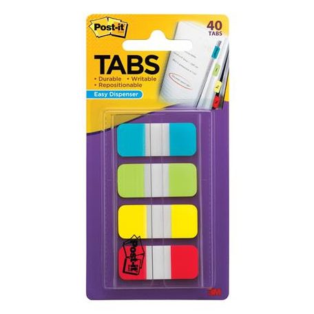 3M POSTIT Jelölőcímke, műanyag, megerősített, 4x10 lap, 16x38 mm, 3M POSTIT, vegyes színek