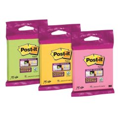   3M POSTIT Öntapadó jegyzettömb, 76×76 mm, 75 lap, 3M POSTIT "Super Sticky", vegyes